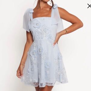 Petal & Pup Evangeline Beaded Sparkly Mini Dress - Blue